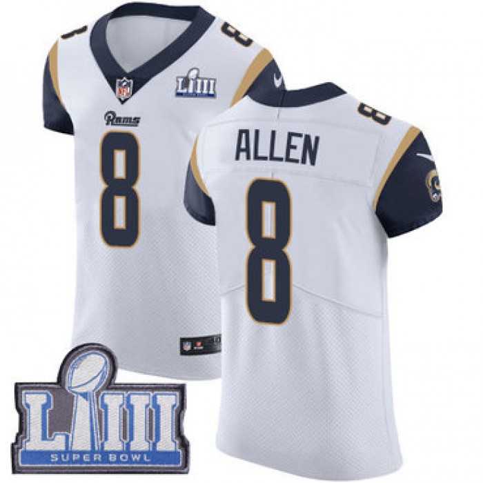 Men's Los Angeles Rams #8 Brandon Allen White Nike NFL Road Vapor Untouchable Super Bowl LIII Bound Elite Jersey