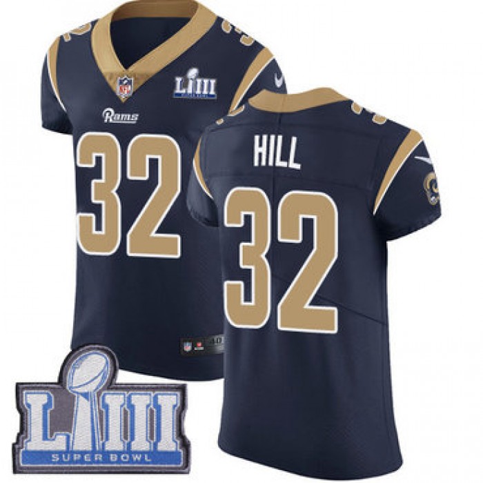 Men's Los Angeles Rams #32 Troy Hill Navy Blue Nike NFL Home Vapor Untouchable Super Bowl LIII Bound Elite Jersey