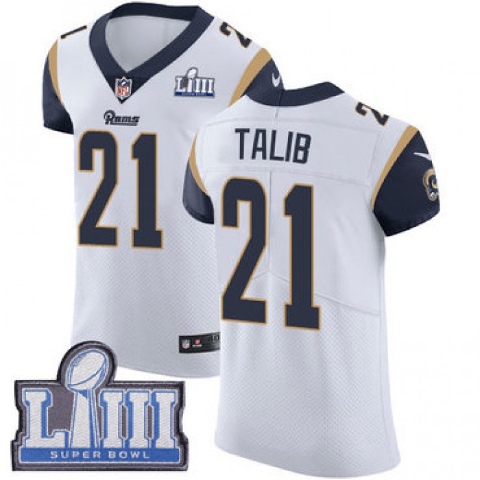 Men's Los Angeles Rams #21 Aqib Talib White Nike NFL Road Vapor Untouchable Super Bowl LIII Bound Elite Jersey