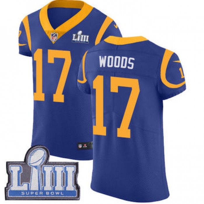 Men's Los Angeles Rams #17 Robert Woods Royal Blue Nike NFL Alternate  Vapor Untouchable Super Bowl LIII Bound Elite Jersey