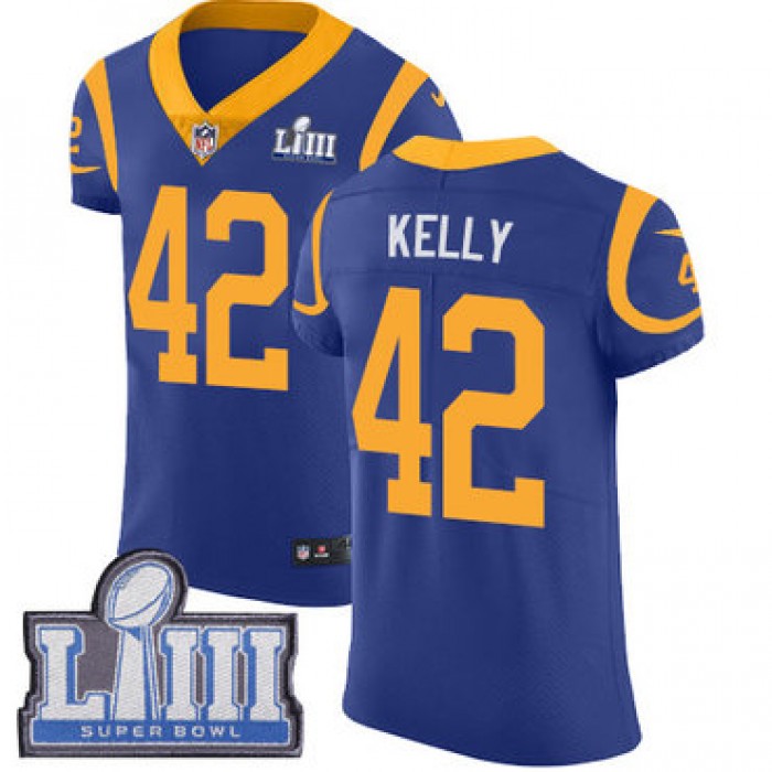 #42 Elite John Kelly Royal Blue Nike NFL Alternate Men's Jersey Los Angeles Rams Vapor Untouchable Super Bowl LIII Bound