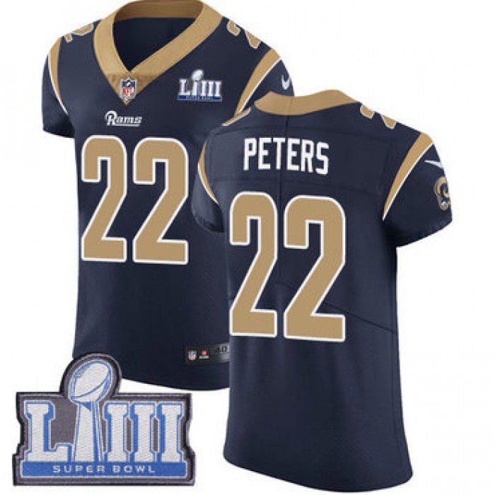#22 Elite Marcus Peters Navy Blue Nike NFL Home Men's Jersey Los Angeles Rams Vapor Untouchable Super Bowl LIII Bound
