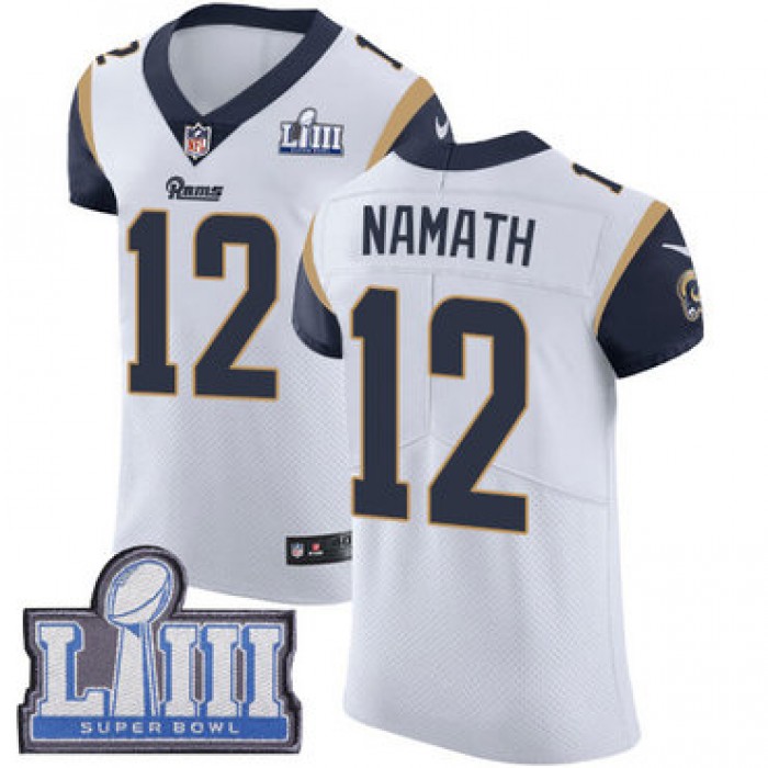 #12 Elite Joe Namath White Nike NFL Road Men's Jersey Los Angeles Rams Vapor Untouchable Super Bowl LIII Bound