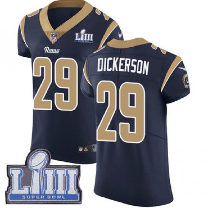 #29 Elite Eric Dickerson Navy Blue Nike NFL Home Men's Jersey Los Angeles Rams Vapor Untouchable Super Bowl LIII Bound