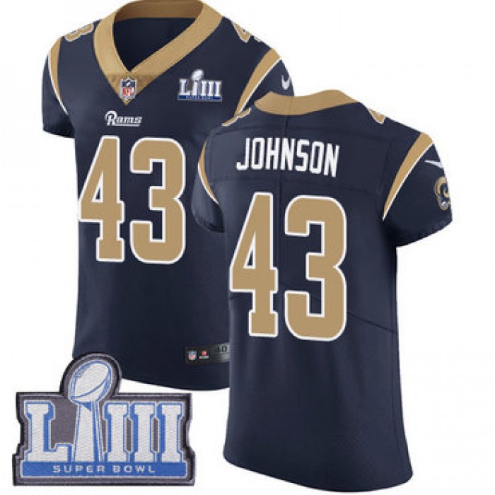 #43 Elite John Johnson Navy Blue Nike NFL Home Men's Jersey Los Angeles Rams Vapor Untouchable Super Bowl LIII Bound