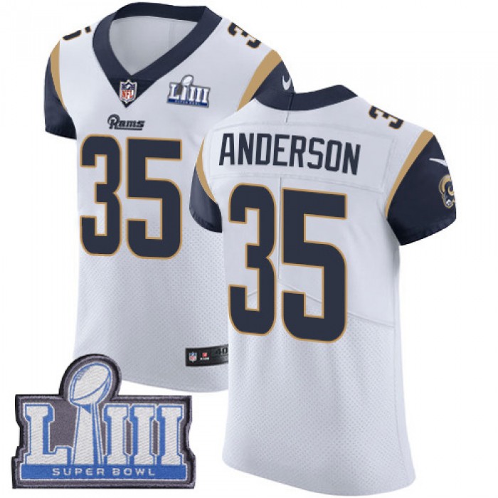 Men's Los Angeles Rams #35 C.J. Anderson White Nike NFL Road Vapor Untouchable Super Bowl LIII Bound Elite Jersey