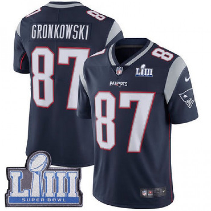 Men's New England Patriots #87 Rob Gronkowski Navy Blue Nike NFL Home Vapor Untouchable Super Bowl LIII Bound Limited Jersey