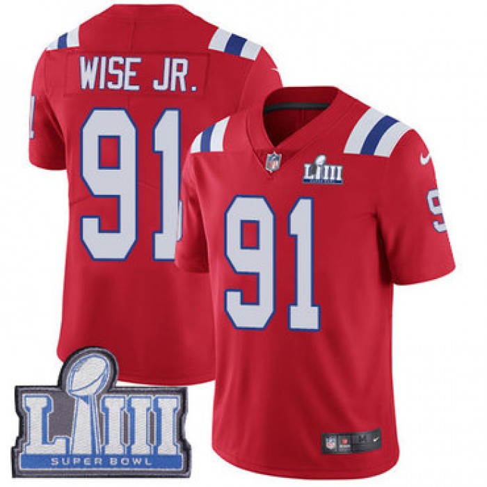 #91 Limited Deatrich Wise Jr Red Nike NFL Alternate Men's Jersey New England Patriots Vapor Untouchable Super Bowl LIII Bound