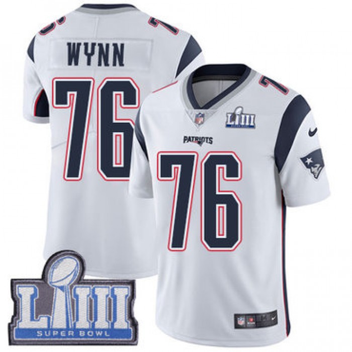 #76 Limited Isaiah Wynn White Nike NFL Road Men's Jersey New England Patriots Vapor Untouchable Super Bowl LIII Bound