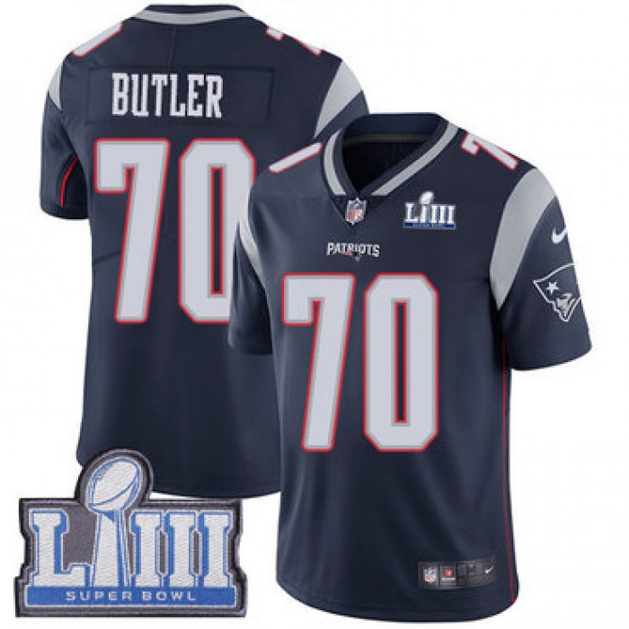 #70 Limited Adam Butler Navy Blue Nike NFL Home Men's Jersey New England Patriots Vapor Untouchable Super Bowl LIII Bound