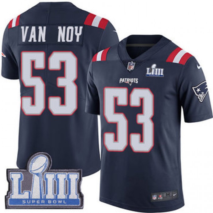 #53 Limited Kyle Van Noy Navy Blue Nike NFL Men's Jersey New England Patriots Rush Vapor Untouchable Super Bowl LIII Bound