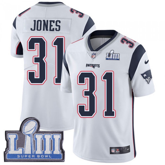 #31 Limited Jonathan Jones White Nike NFL Road Men's Jersey New England Patriots Vapor Untouchable Super Bowl LIII Bound