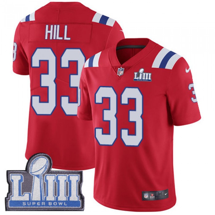 #33 Limited Jeremy Hill Red Nike NFL Alternate Men's Jersey New England Patriots Vapor Untouchable Super Bowl LIII Bound