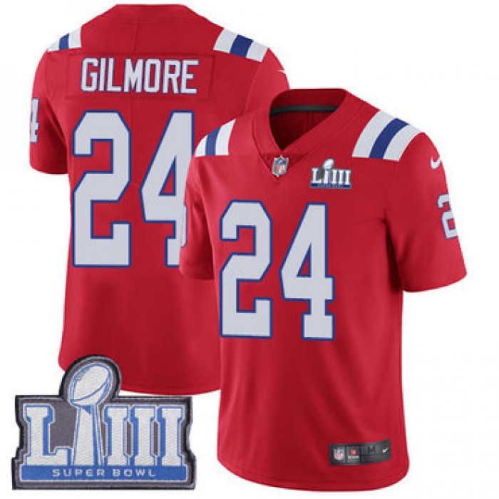 #24 Limited Stephon Gilmore Red Nike NFL Alternate Men's Jersey New England Patriots Vapor Untouchable Super Bowl LIII Bound