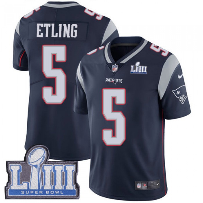 Men's New England Patriots #5 Danny Etling Navy Blue Nike NFL Home Vapor Untouchable Super Bowl LIII Bound Limited Jersey