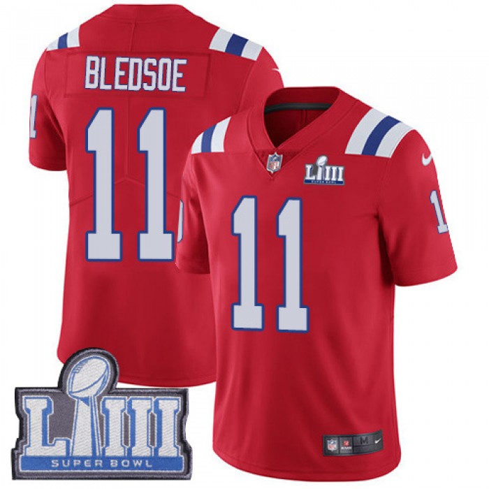 #11 Limited Drew Bledsoe Red Nike NFL Alternate Men's Jersey New England Patriots Vapor Untouchable Super Bowl LIII Bound