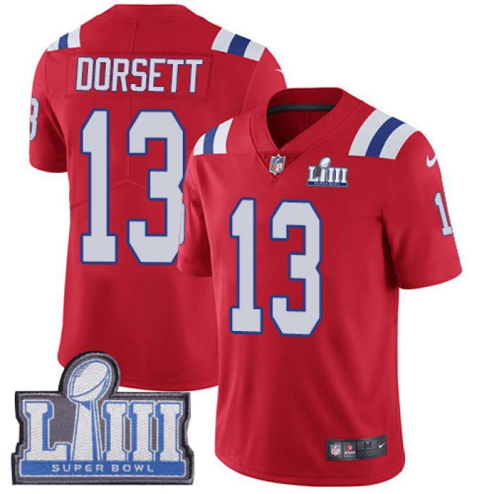 Men's New England Patriots #13 Phillip Dorsett Red Nike NFL Alternate Vapor Untouchable Super Bowl LIII Bound Limited Jersey