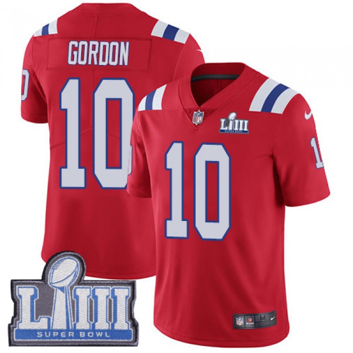 Men's New England Patriots #10 Josh Gordon Red Nike NFL Alternate Vapor Untouchable Super Bowl LIII Bound Limited Jersey