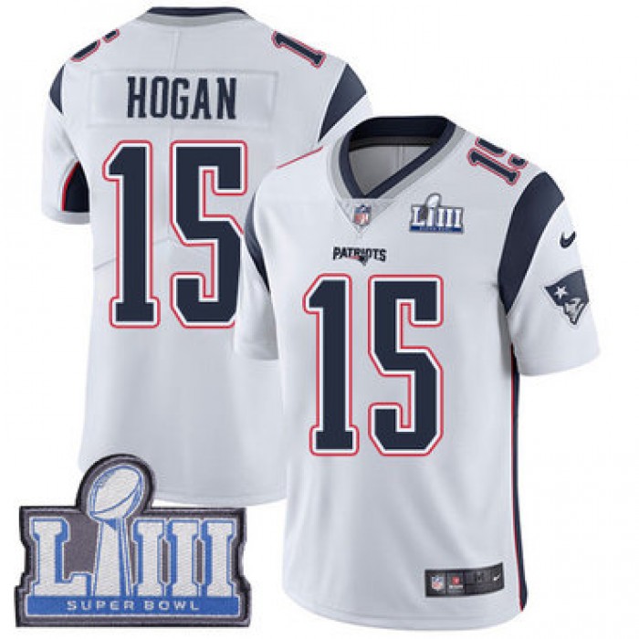 #15 Limited Chris Hogan White Nike NFL Road Men's Jersey New England Patriots Vapor Untouchable Super Bowl LIII Bound