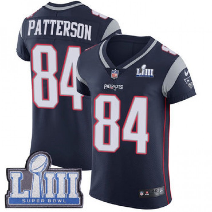 #84 Elite Cordarrelle Patterson Navy Blue Nike NFL Home Men's Jersey New England Patriots Vapor Untouchable Super Bowl LIII Bound