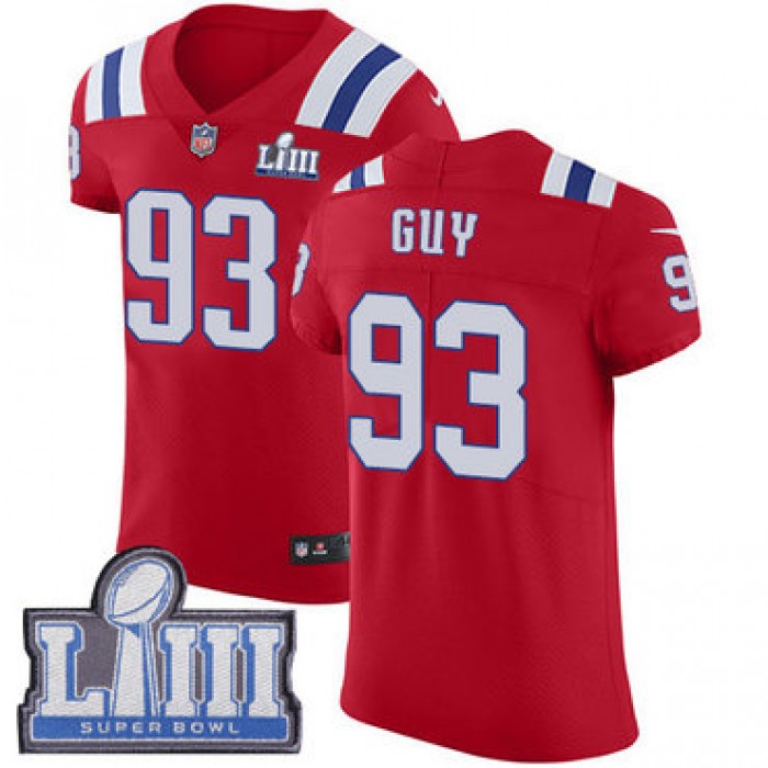 #93 Elite Lawrence Guy Red Nike NFL Alternate Men's Jersey New England Patriots Vapor Untouchable Super Bowl LIII Bound