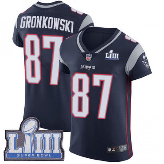 Men's New England Patriots #87 Rob Gronkowski Navy Blue Nike NFL Home Vapor Untouchable Super Bowl LIII Bound Elite Jersey