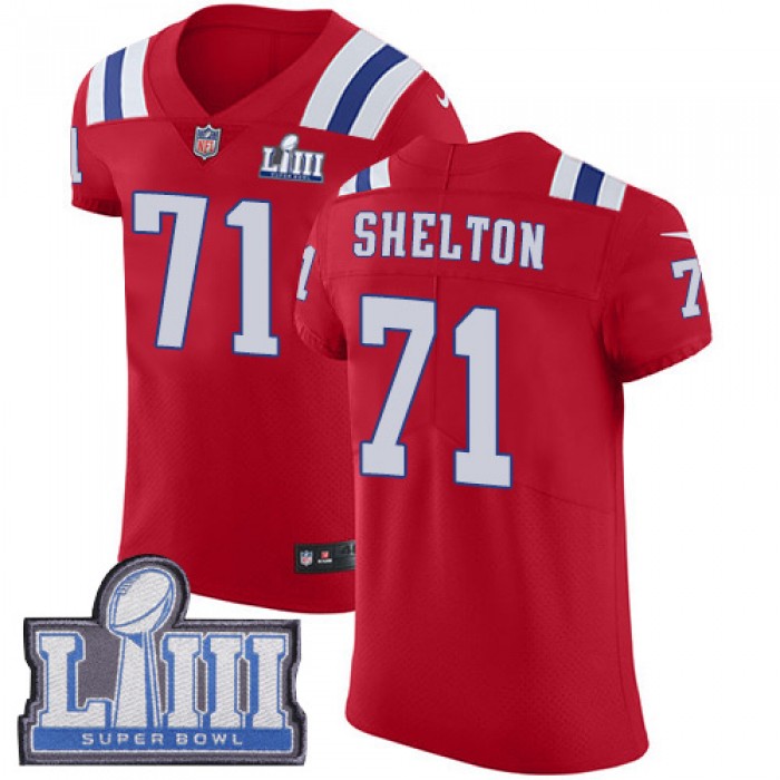 #71 Elite Danny Shelton Red Nike NFL Alternate Men's Jersey New England Patriots Vapor Untouchable Super Bowl LIII Bound