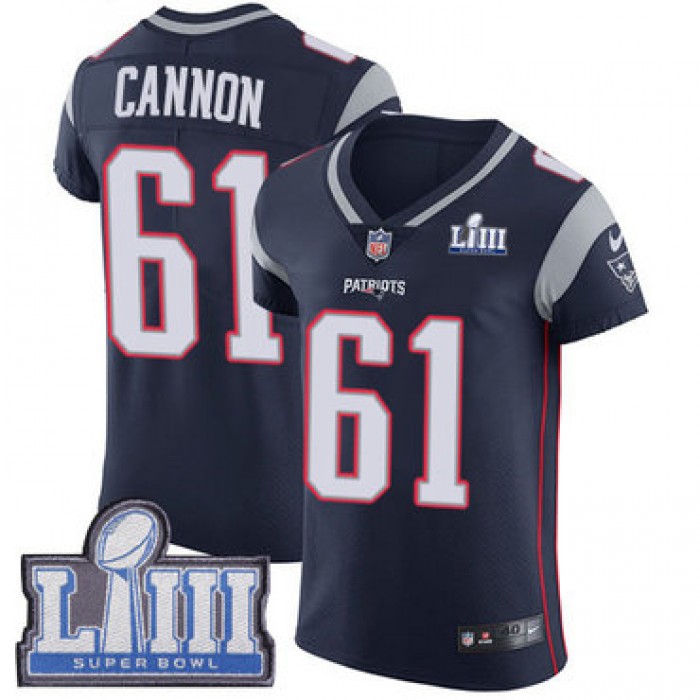 #61 Elite Marcus Cannon Navy Blue Nike NFL Home Men's Jersey New England Patriots Vapor Untouchable Super Bowl LIII Bound