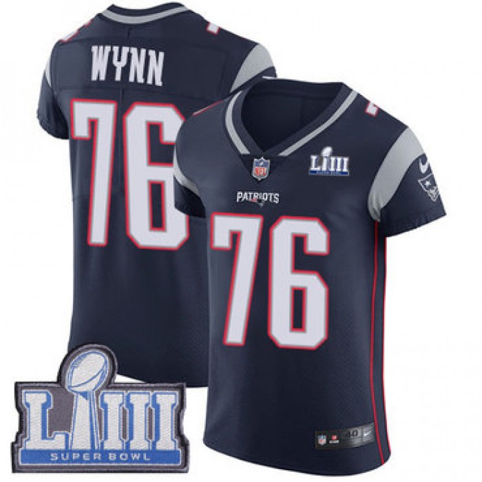 #76 Elite Isaiah Wynn Navy Blue Nike NFL Home Men's Jersey New England Patriots Vapor Untouchable Super Bowl LIII Bound