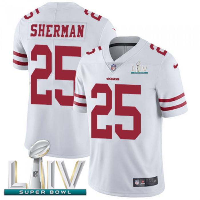 Nike 49ers #25 Richard Sherman White Super Bowl LIV 2020 Men's Stitched NFL Vapor Untouchable Limited Jersey