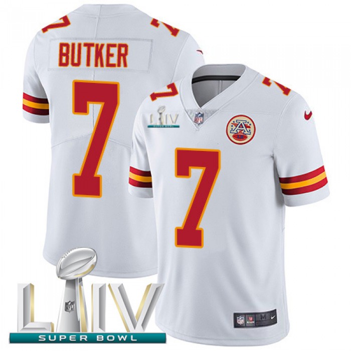 Nike Chiefs #7 Harrison Butker White Super Bowl LIV 2020 Men's Stitched NFL Vapor Untouchable Limited Jersey