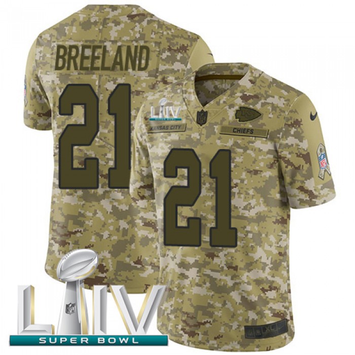 Nike Chiefs #21 Bashaud Breeland Camo Super Bowl LIV 2020 Men's Stitched NFL Limited 2018 Salute To Service Jersey