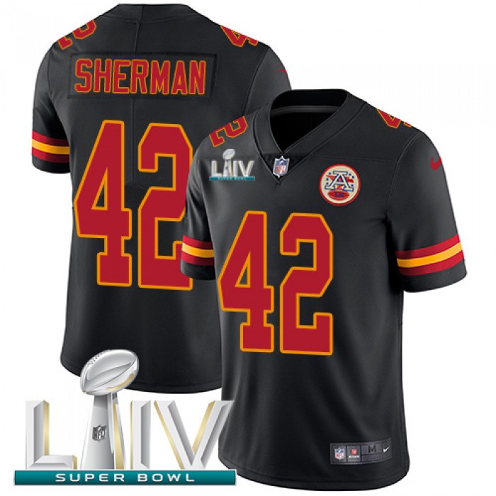 Nike Chiefs #42 Anthony Sherman Black Super Bowl LIV 2020 Men's Stitched NFL Limited Rush Jersey