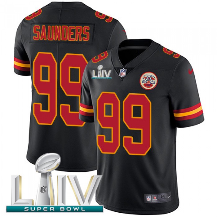 Nike Chiefs #99 Khalen Saunders Black Super Bowl LIV 2020 Men's Stitched NFL Limited Rush Jersey