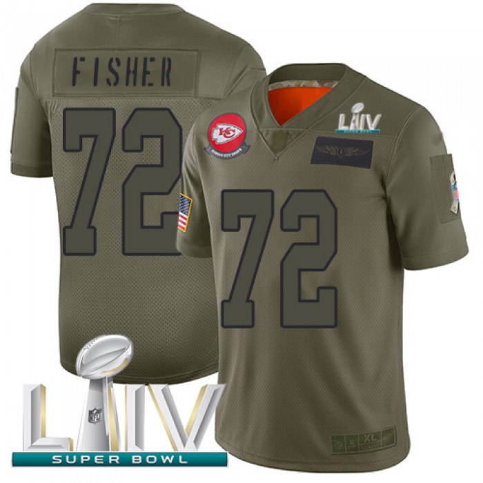Nike Chiefs #72 Eric Fisher Camo Super Bowl LIV 2020 Men's Stitched NFL Limited 2019 Salute To Service Jersey
