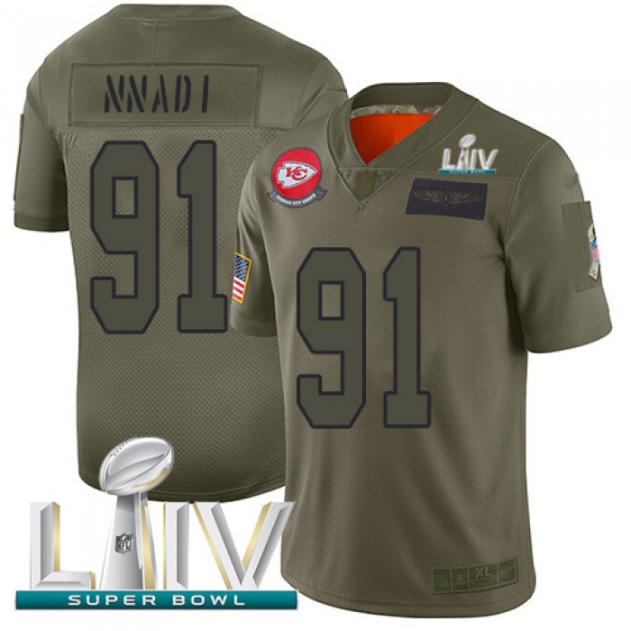 Nike Chiefs #91 Derrick Nnadi Camo Super Bowl LIV 2020 Men's Stitched NFL Limited 2019 Salute To Service Jersey