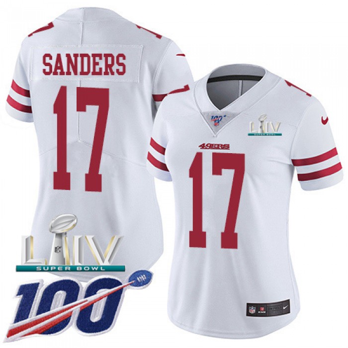 Nike 49ers #17 Emmanuel Sanders White Super Bowl LIV 2020 Women's Stitched NFL 100th Season Vapor Limited Jersey