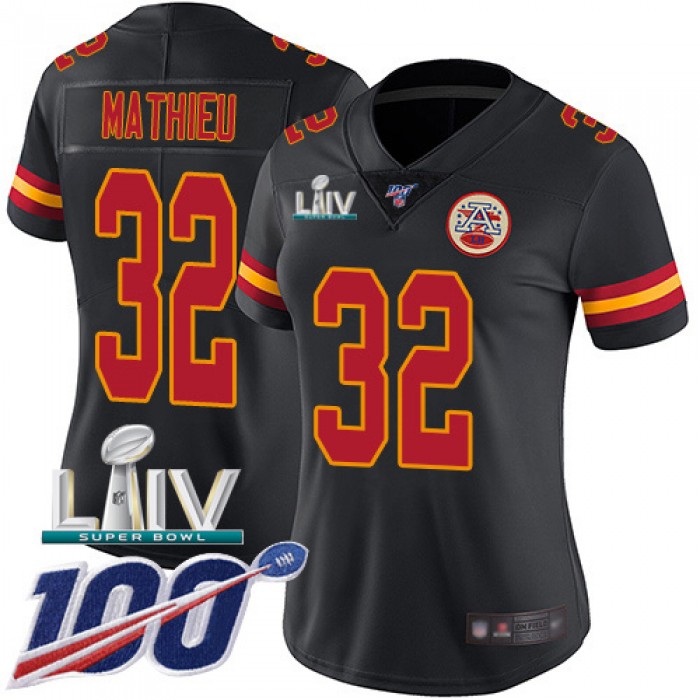 Nike Chiefs #32 Tyrann Mathieu Black Super Bowl LIV 2020 Women's Stitched NFL Limited Rush 100th Season Jersey