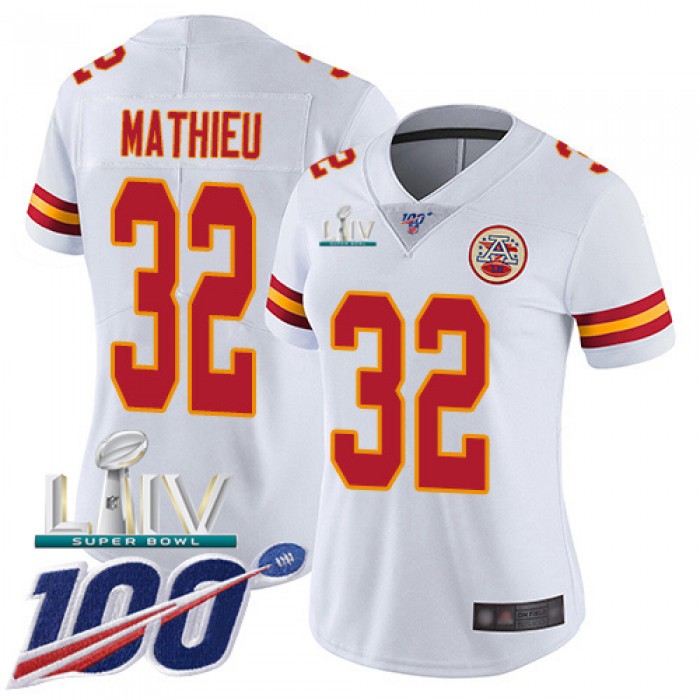 Nike Chiefs #32 Tyrann Mathieu White Super Bowl LIV 2020 Women's Stitched NFL 100th Season Vapor Untouchable Limited Jersey