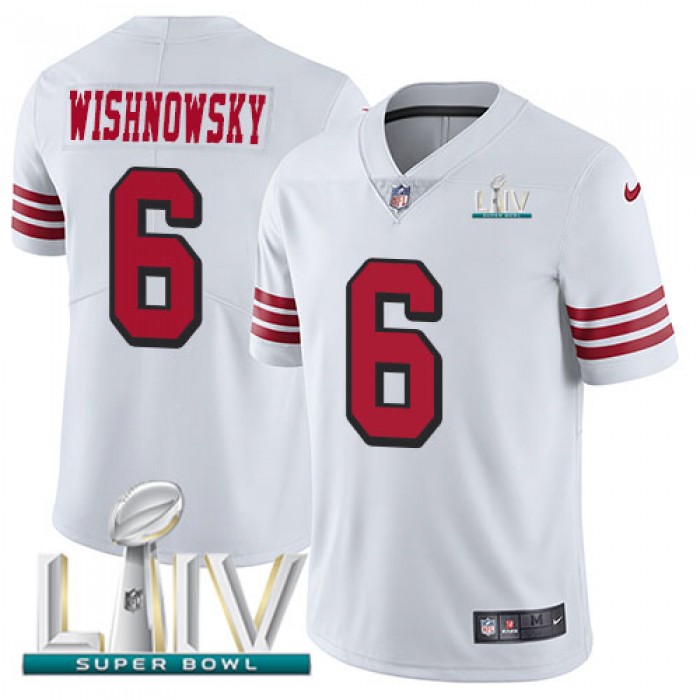 Nike 49ers #6 Mitch Wishnowsky White Super Bowl LIV 2020 Rush Youth Stitched NFL Vapor Untouchable Limited Jersey