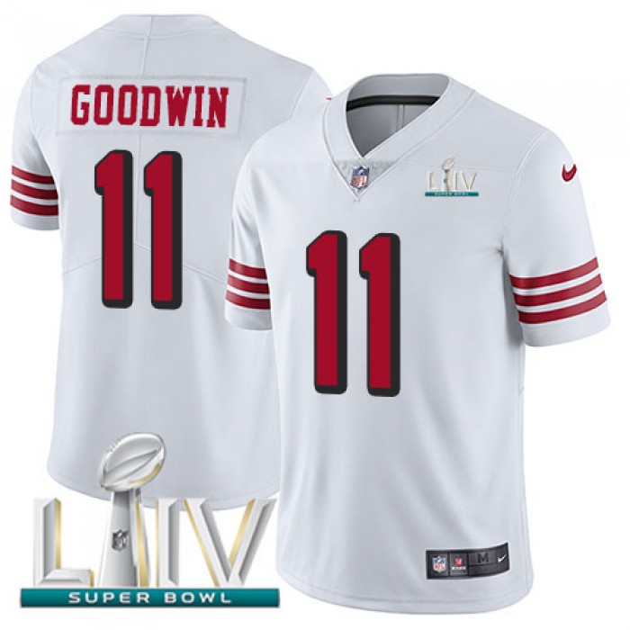 Nike 49ers #11 Marquise Goodwin White Super Bowl LIV 2020 Rush Youth Stitched NFL Vapor Untouchable Limited Jersey