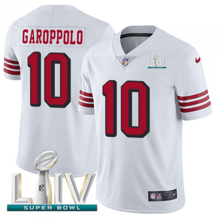 Nike 49ers #10 Jimmy Garoppolo White Super Bowl LIV 2020 Rush Youth Stitched NFL Vapor Untouchable Limited Jersey