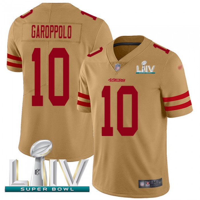 Nike 49ers #10 Jimmy Garoppolo Gold Super Bowl LIV 2020 Youth Stitched NFL Limited Inverted Legend Jersey