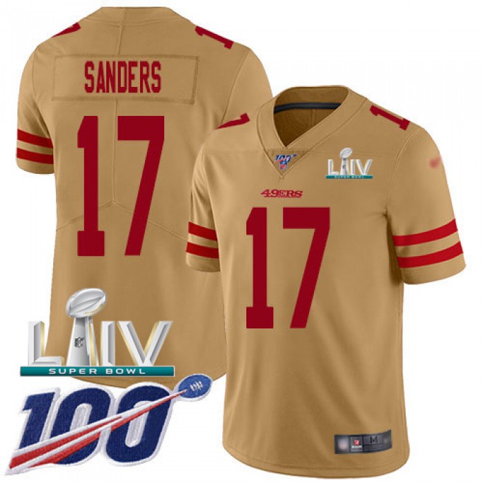 Nike 49ers #17 Emmanuel Sanders Gold Super Bowl LIV 2020 Youth Stitched NFL Limited Inverted Legend 100th Season Jersey