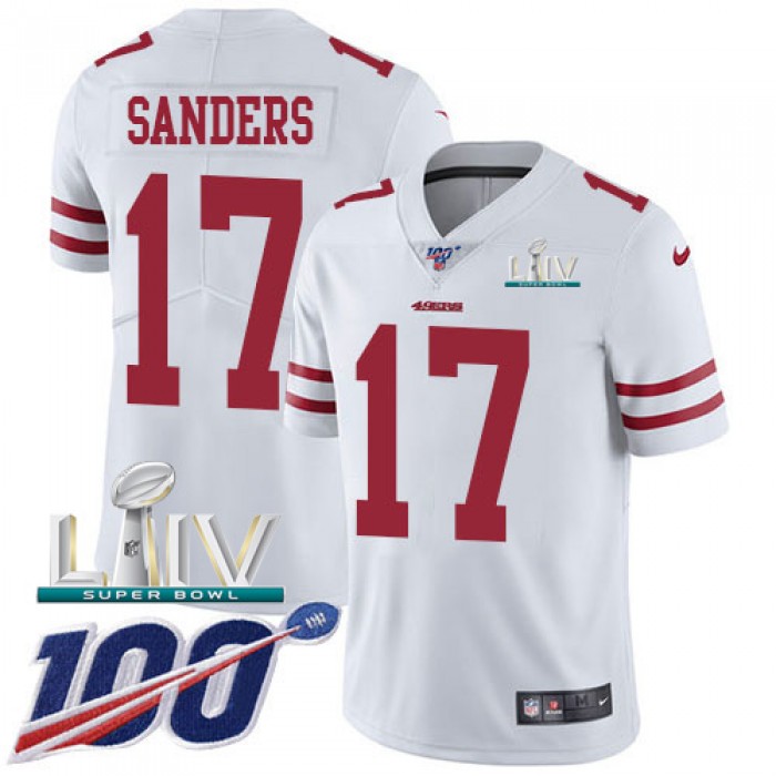 Nike 49ers #17 Emmanuel Sanders White Super Bowl LIV 2020 Youth Stitched NFL 100th Season Vapor Limited Jersey