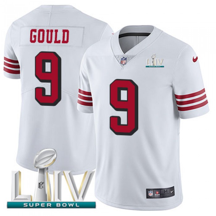 Nike 49ers #9 Robbie Gould White Super Bowl LIV 2020 Rush Youth Stitched NFL Vapor Untouchable Limited Jersey
