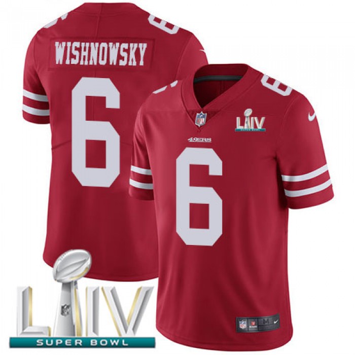 Nike 49ers #6 Mitch Wishnowsky Red Super Bowl LIV 2020 Team Color Youth Stitched NFL Vapor Untouchable Limited Jersey