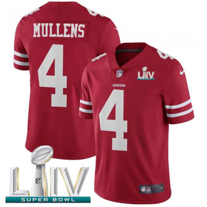 Nike 49ers #4 Nick Mullens Red Super Bowl LIV 2020 Team Color Youth Stitched NFL Vapor Untouchable Limited Jersey