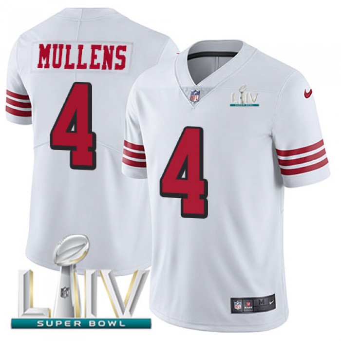 Nike 49ers #4 Nick Mullens White Super Bowl LIV 2020 Rush Youth Stitched NFL Vapor Untouchable Limited Jersey