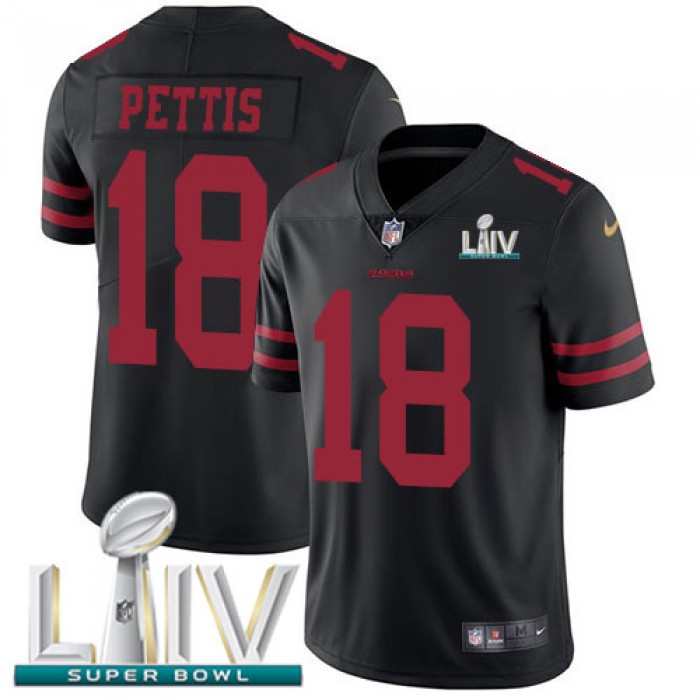 Nike 49ers #18 Dante Pettis Black Super Bowl LIV 2020 Alternate Youth Stitched NFL Vapor Untouchable Limited Jersey